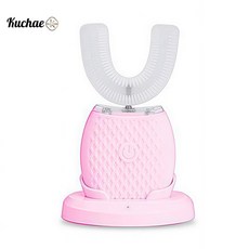 Kuchae u형 전동칫솔 치아미백기 방수 구강 청결 초음파 스케일링, 베이스 충전 핑크, 1개, XYQO1