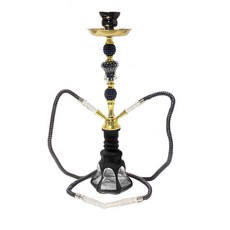 新款雙管阿拉伯水煙壺整套裝玻璃煙具ktv酒吧清吧專用水煙槍, 1個, 黑色雙管如圖:無規格