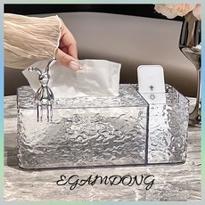 이감동 리모컨 정리 곽티슈 케이스 홀더, 물결화이트+미니티슈리필, 1개