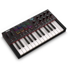 Akai Professional MPK Mini IV USB-C MIDI 키보드 컨트롤러 초보자 및 프로듀서 - MPC 드럼 패드 360도 손잡이 피치 모드 휠 프로덕션, 블랙