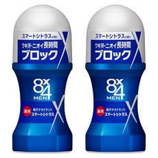 8x4 에이트포 맨 롤온 스마트 시트러스 60ml×2개 세트 데오도란트 남성용, 1개, 60ml