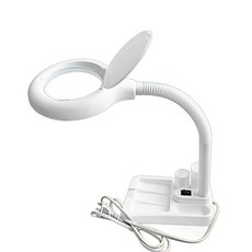 돋보기 램프 조명 탁상용 LED 회로 작업용 확대경 스탠드, 흰색