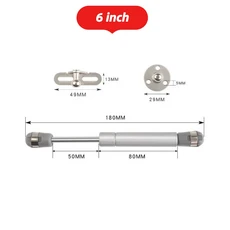 6/8 인치 가스 스프링 100N 스트럿츠 리프트는 충격을 지원합니다. 클로즈 경첩 캐비닛 도어 뚜껑 보관함, 02 6IN Silver, 01 2Pcs