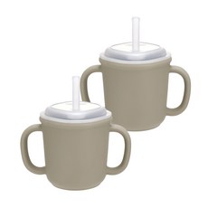 에디슨 스스로 실리콘 양손 빨대컵, 200ml, 2개, 베이지