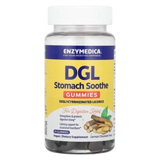 Enzymedica DGL Stomach Soothe 구미젤리 독일 초콜릿 맛 구미젤리 74개(구미젤리 1개당 200mg) ENZ-20127, 1, 74정