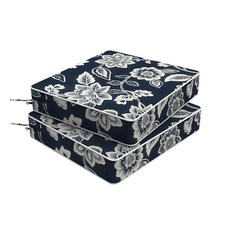 Melody Elephant 야외 의자 쿠션 2개 세트 50.8 x 10.2cm(20 20 4인치) 탈착식 커버가 있는 방수 파티오 시트 쿠션 고리버들 소파 가구용 전, Vines Navy, 20"x18"x4"