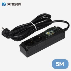 KS 일신 국산 고용량 2구 멀티탭 콘센트 4000W 온풍기 히터 에어컨, 1개, 블랙, 5m