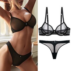 【可開票】- 法式少女性感蕾絲內衣套裝 透明內衣 無海綿 超薄透視 舒適透氣透明丁字褲 性感內衣