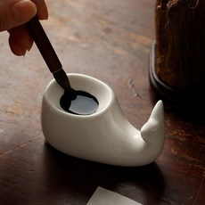 鯨魚造型筆擱墨碟, 1個, 白瓷筆擱墨碟 鯨魚, 白瓷