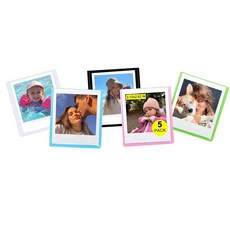 CAIYOULE 폴라로이드 고용 자석 사진 프레임 고와 호환되는 냉장고용 인스턴트 필름 포켓 마그네틱 투명 커버가 있는 냉장고 5.3 x 6.6cm2.12 2.62인치 5팩, 2.12*2.62 Inch 5 Pack, 다채로운 색상
