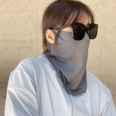 防曬面罩 冰絲脖套 圍脖面紗, 深灰【FH網紗透氣面罩】, 1個
