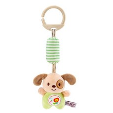 TOLOLO 寶寶早教BB器風鈴玩具 毛絨公仔 嬰幼兒安撫玩具 車床掛鈴 床鈴玩具, 1個, 綠 小狗
