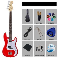 베이스 기타 초보자 앰프 패키지 연습용 재즈 연주용, 1개, pb 클래식 레드, 기본 모델명/품번