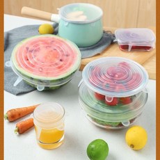 食品級矽膠保鮮蓋 密封蓋 碗蓋 瓶蓋 通用保溫保鮮, 6號（6-7.5cm）3只裝,120g級硅膠特厚款, 1個