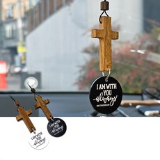 차량 룸미러걸이 우드 십자가 차량장식소품 자동차 꾸미기 악세사리, 1개, 화이트 우드십자가
