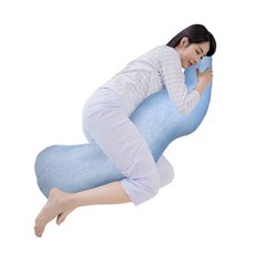 AIRFit 氧活力側睡輔助枕 海馬枕紓壓長型抱枕, 親膚涼感紗-藍,1入(贈石墨烯眼罩)