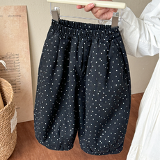 도트양털블랙진 키즈 유아동 넉넉한 벌룬핏 바지 기모 밴딩팬츠