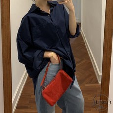 레티고 빅사이즈 무지 오버핏 캐주얼 빅포켓 롱기장 셔츠