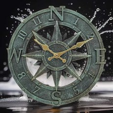 야외용 시계 방수 벽시계 욕실 사무실 벽걸이형, 8. 12인치 C형 먹색 그린