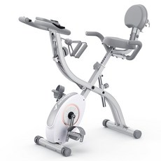 메라치 접이식 실내자전거 무소음 등받이형 헬스 사이클, 화이트, MR-S15W1-JP