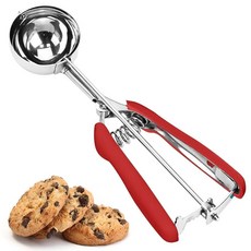 LLESCA 쿠키 스쿱 아이스크림 2 테이블스푼/30 밀리리터/1 온스 스쿱 베이킹용 18/8 스테인리스 스틸 스쿠퍼 트리거 릴리스를 갖춘 스쿠퍼 반죽 화이트 162559, #20/3 Tbsp, 레드