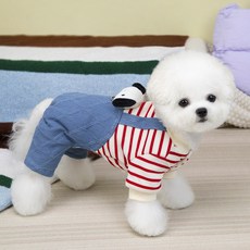 파스텔펫 반려동물 바둑이 멜빵 올인원, 레드, 1개