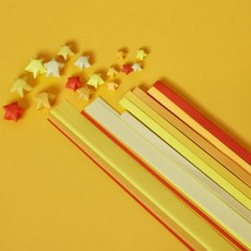 행운별 종이접기 오각별 수공예 DIY 다채로운 컬러 반짝이 장식 선물용, 단일 사이즈, 옐로우