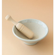 이천도자기 백자 낮은 미니 절구 10cm 도자기 절구 깨갈이 으깨기, 1개