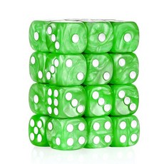 해외 Handan 24팩 16MM 6면 주사위 세트 반투명 색상 D6 게임 Yahtzee Bunco 또는 교육 수학을 위한 표준 휴대용 파우치 포함옐로우 미국매장정품+ 1723, 16mm 그린 펄.