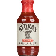 Stubbs 스텁스 글루텐 프리 스파이시 바비큐 소스 18.0온스 병, 1개