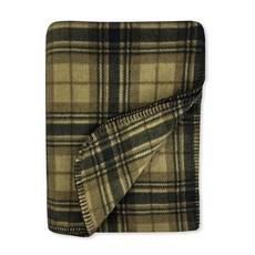 Pet passion Preston II – 폴라 플리스 담요 매우 부드러운 재활용 강아지 담요 소파 코트 및 자동차 보호 장치 소형 중형 대형견용 - 101.6 x 1, 올리브 체스터필드 격자 무늬