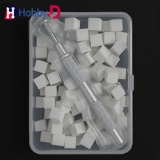 HobbyD 찍어 칠하는 도색용 도장 스펀지 100개 홀더 케이스 세트