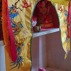 good 佛帳佛家道家刺繡龍門帳佛光普照龍帳一整套簾幔帳神帳掛簾, 黃色佛光普照龍門