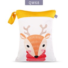 雙層防水收納袋 30x40cm 尿布袋 防水 髒衣袋 尿布收納袋 雙層防水尿布袋 布尿布防水袋, 【03】害羞梅花鹿