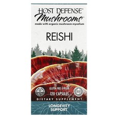 Host Defense 호스트디펜스 Mushrooms Reishi 120 캡슐 보충제, 1