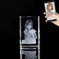 거실액자 2D/3D 새겨진 크리스탈 사진 프레임 개인 애완 동물 그림 큐브 유리 알루미늄 결혼 기념일 기념품을 위한 최고의 선물, [01] WHITE, [01] 2D 5 x 5 x 8 cm, 1개