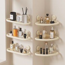 UFORU奶油色轉角浴室置物架 免打孔吸盤式壁掛收納架, 奶油色, 1個