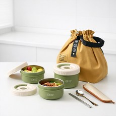 ROYAI ONE 예쁜 304 스텐 도시락통 보온도시락 전자레인 피크닉도시락, 1세트, 그린