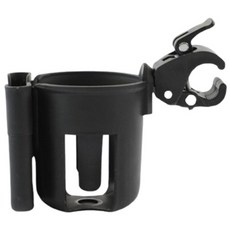 【Mommy want】多功能推車水杯架 三合一嬰兒車手機架 可調式快速安裝 推車配件, 黑, 1個