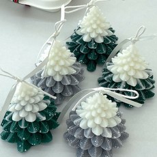 온느스튜디오 연말선물 크리스마스 리얼와이드스노우 트리캔들 크리스마스시즌, 스노우그레이, 천도복숭아