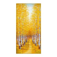 황금 자작나무 숲길 풍경 보석십자수 만들기 대형 돈들어오는 구슬 십자수 집들이 사무실 선물, 50x90cm, 1개