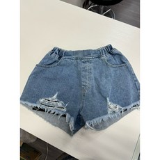 LILAS 彈性腰圍刷破牛仔短褲