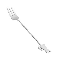 貓咪小魚叉子304不銹鋼勺子 高顔值兒童餐具 喵星人掛盃咖啡勺, 1個, 銀色坐貓叉