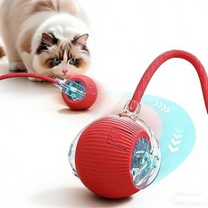 HLOMOM 智能逗貓球 - 矽膠帶繩耐玩貓玩具, 紅色逗貓球帶繩款, 1個