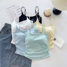 와이엔디샵 사이드 셔링 여성 데일리 캡내장 나시 크롭탑