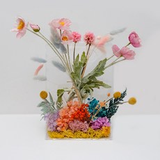 드라이플라워 부케 삼각백 손잡이 투명 아크릴 압화