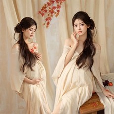 블랙 만삭 촬영 베이지 반목 화보 셀프 사진 임부복, 6번 캐미솔 원피스