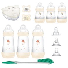 MAM Newborn Essentials 배앓이 방지 아기 젖병 및 젖꼭지 세트 쉬운 스타트 병 6개(141.7g(5온스) 및 255g(9온스) SkinSoft 젖꼭지 8개(느