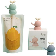 Firgi 幼兒用鯨魚造型袋裝食品吸嘴蓋 2款組, 藍色+薄荷綠, 1組