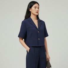 4컬러 여성 트렌디한 봄 여름 간절기 크롭 반팔자켓